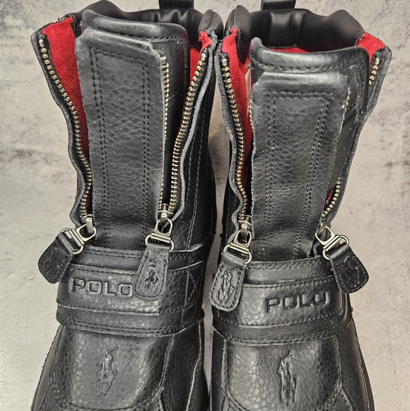 Polo Ralph Lauren Black Leather Darrance II Zip-Up Boots / Mens Size 10.5 - Picture 12 of 13